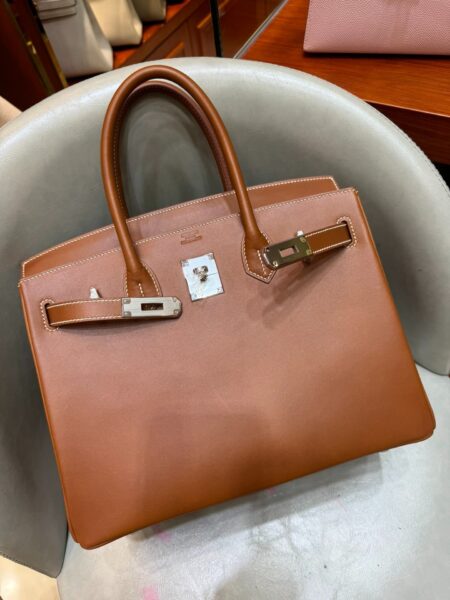 [에르메스] 버킨 30cm Barenia Natura Silver