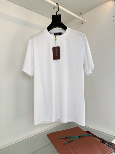 [로로피아나] 코튼 실크 블렌드 자수 로고 티셔츠 (4 COLORS)
