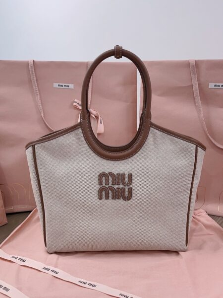 [미우미우] Ivy Canvas Tote Bag