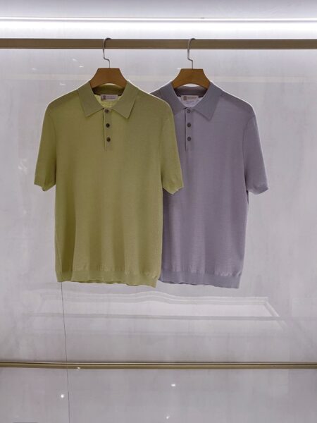 [브루넬로 쿠치넬리] 카라 니트 반팔 티셔츠 (2 COLORS)