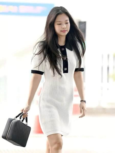 [샤넬] 와플 니트 폴로 미니 드레스