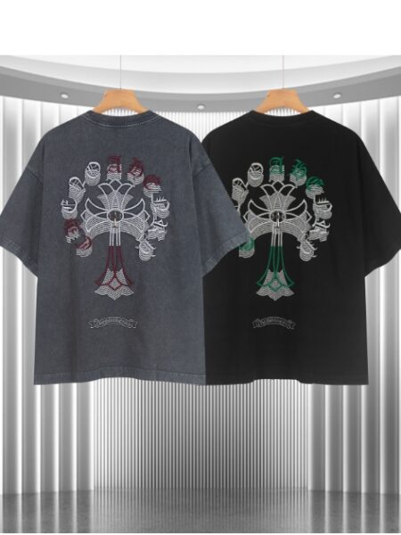 [크롬하츠] 워싱 크로스 반팔 티셔츠 (2 COLORS)