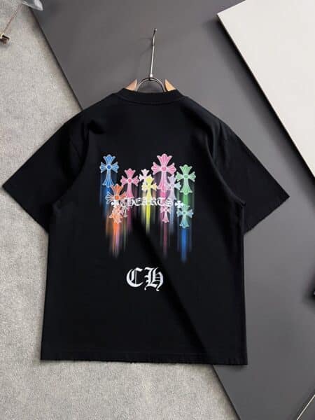 [크롬하츠] 멀티 컬러 크로스 디스트로이드 반팔 티셔츠 (2 COLORS)