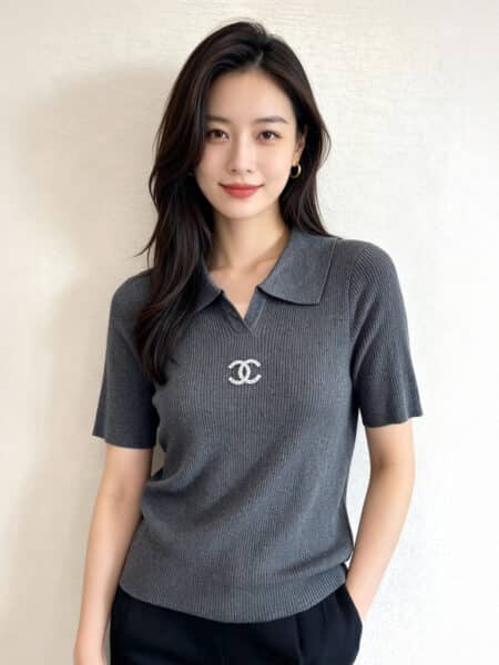[샤넬] 폴로 칼라 니트 탑 (3 COLORS)