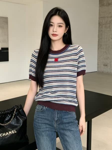 [샤넬] 스트라이프 니트 점퍼