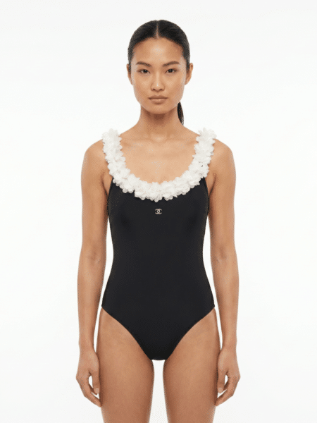 [샤넬] 3D 카멜리아 플라워 입체 자수 원피스 수영복