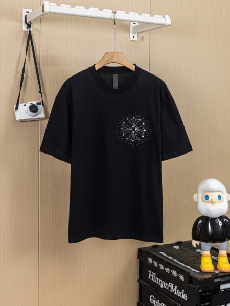 [크롬하츠] 라인스톤 크로스 반팔 티셔츠 (2 COLORS)