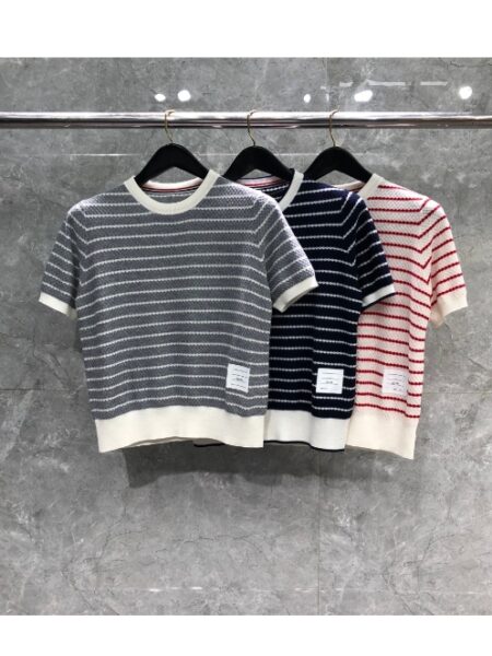 [톰브라운] 스트라이프 스트레치 니트 티셔츠 (3 COLORS)