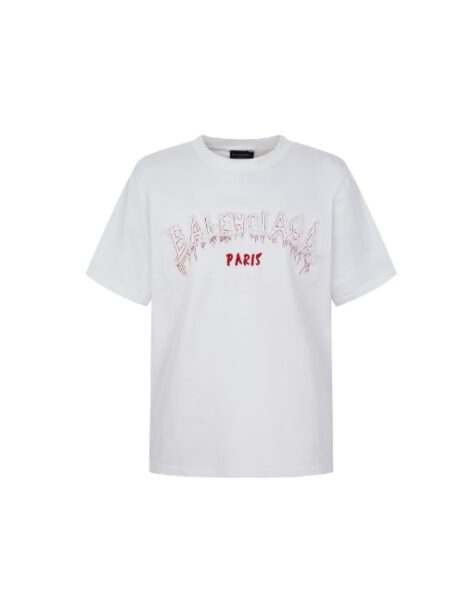 [발렌시아가] 자수 파리스 반팔 티셔츠 (2 COLORS)