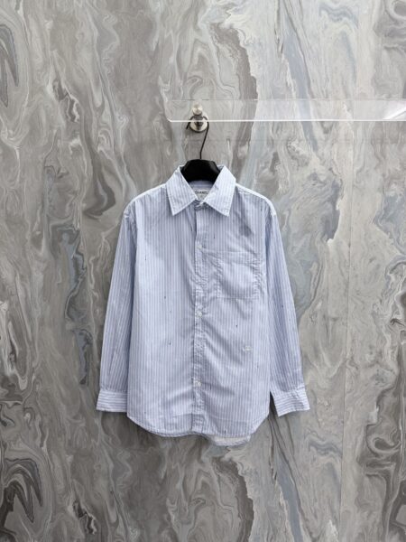 [샤넬] CC 자수 스트라이프 긴팔 셔츠