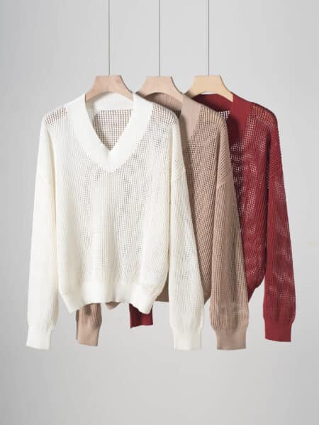 [브루넬로 쿠치넬리] 오픈 니트 V넥 스웨터 (3 COLORS)
