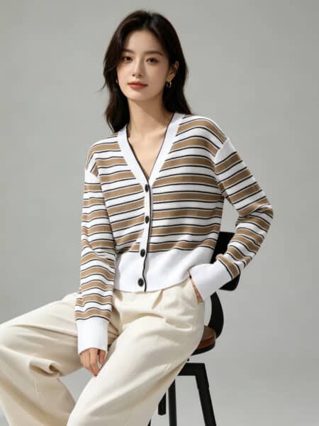 [브루넬로 쿠치넬리] 스파클 스트라이프 코튼 가디건