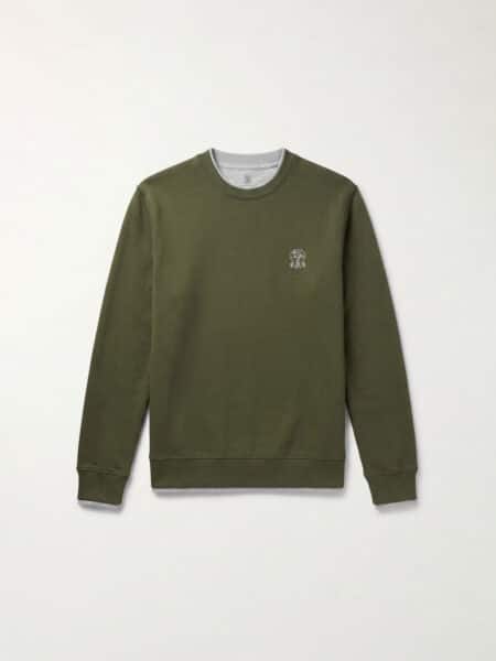 [브루넬로 쿠치넬리] 로고 자수 크루넥 스웨트셔츠 (5 COLORS)