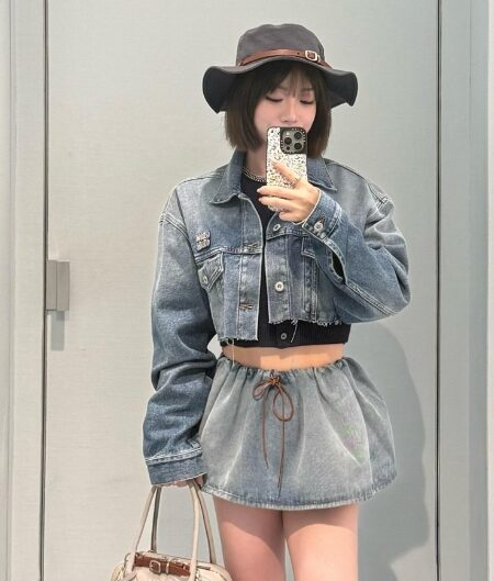 [미우미우] 크롭 데님 재킷