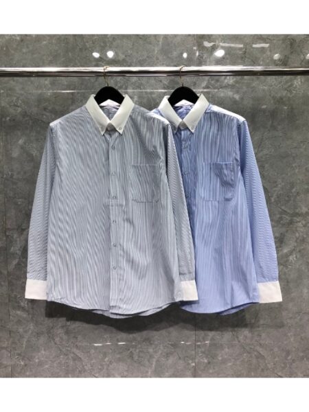 [톰브라운] 남성 블루 핀스트라이프 배색 셔츠 (2 COLORS)