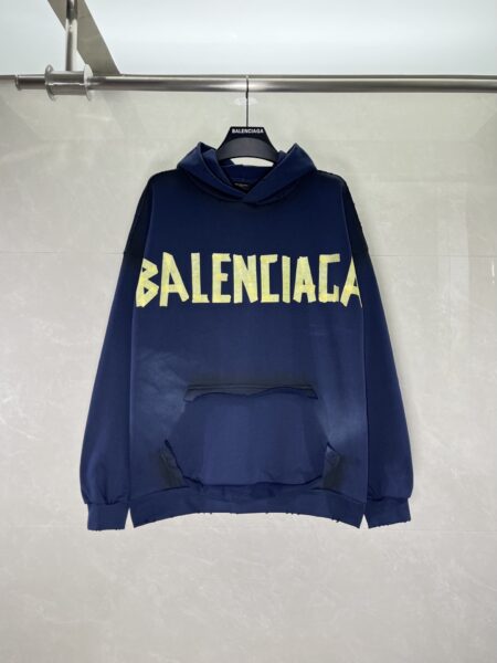 [발렌시아가] DIY 테이프 로고 후드 티셔츠 (2 COLORS)