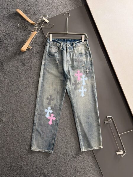 [크롬하츠] 크로스 패치 데님 팬츠