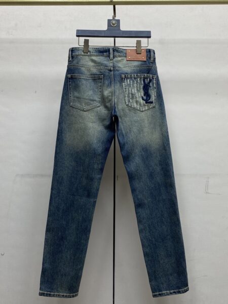 [생로랑] YSL 로고 자수 청바지