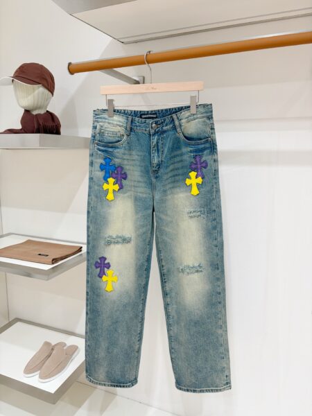[크롬하츠] 크로스 패치 데님 팬츠