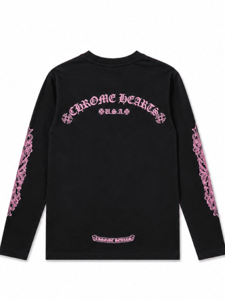 [크롬하츠] 체리블라썸 핑크 플로럴 고딕 긴팔 티셔츠 (2 COLORS)