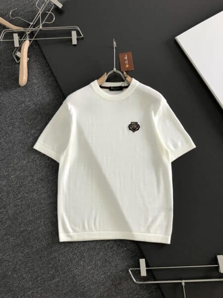 [로로피아나] 크레스트 와펜 패치 반팔 니트 (4 COLORS)