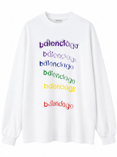 [발렌시아가] 26SS 레인보우 그라데이션 로고 긴팔 티셔츠 (2 COLORS)