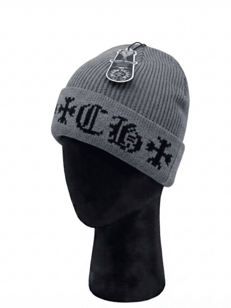 [크롬하츠] 고딕 크로스 자카드 로고 니트 비니 모자 (4 COLORS)