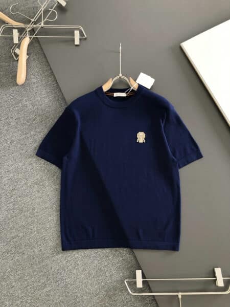 [브루넬로 쿠치넬리] 와펜 패치 반팔 니트 (4 COLORS)